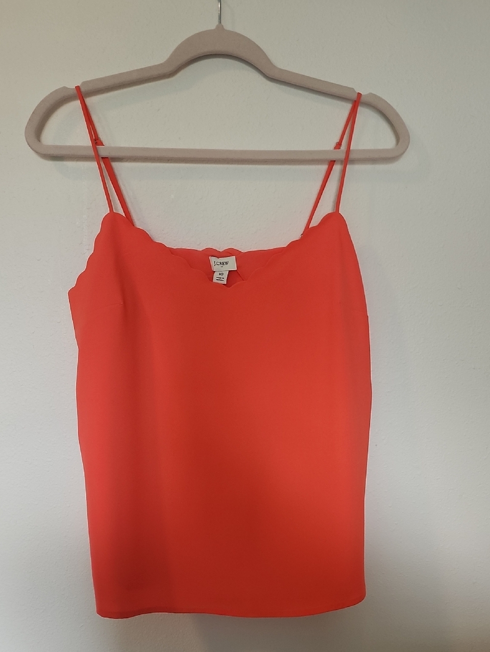 J. Crew Orange Scalloped-Edge Spaghetti Strap Camisole